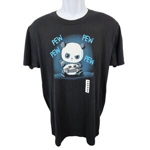 TeeTurtle Mens Pew Pew Panda Gaming Graphic Shirt Black Size Medium M NEW